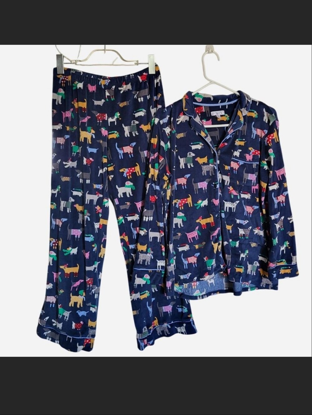 Secret Treasures super soft navy blue dog print pajama set Secret treasure